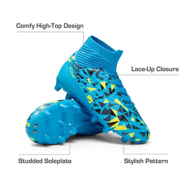 High-top Slip-Resistant Soccer Shoes - BLUE - 1